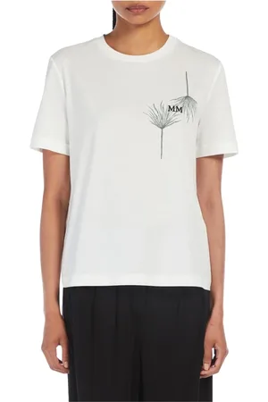 Max Mara Femme, Tops, Blanc, Taille: 42 FR T-shirt blanc avec impression Uta