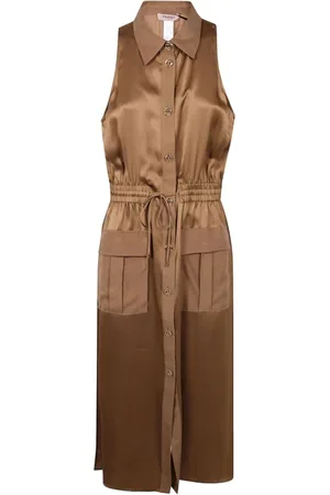 Twin-Set Femme, Robes, Brun, Taille: 40 FR Robe sans Manches Marron avec Cordon à la Taille
