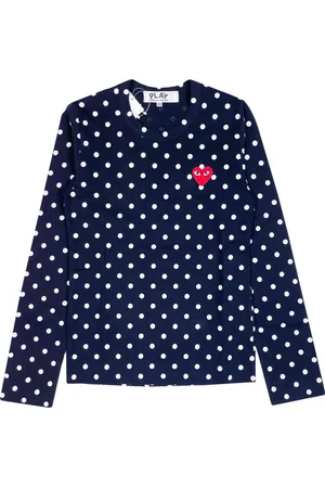 Comme des Garçons Femme, Tops, Bleu, Taille: 40 FR T-shirt à manches longues à pois bleus