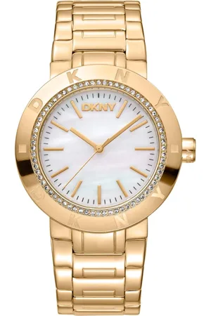 DKNY Femme, Accessoires, Jaune, Taille: ONE Size Élégante montre analogique à bracelet en acier