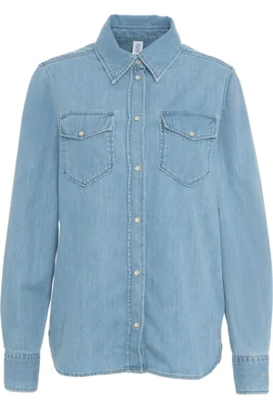 Liu Jo Femme, Blouses et Chemises, Bleu, Taille: 36 FR Chemise en Denim Bleu avec Col Kent