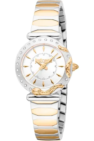 Roberto Cavalli Femme, Accessoires, Jaune, Taille: ONE Size Elegant Quartz Analog Steel Watch