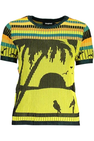 Desigual Femme, Pulls, Multicolore, Taille: 44 FR Haut Femme Jaune Manches Courtes Col Rond
