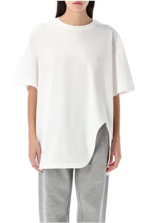The Attico Femme, Tops, Blanc, Taille: 38 FR T-shirt oversize blanc avec encolure côtelée