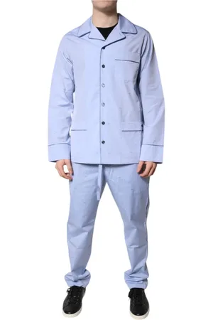 Dolce & Gabbana Homme, Vêtements de nuit et de détente, Bleu, Taille: XL Ensemble Pyjama en Coton Bleu Clair avec Logo DG