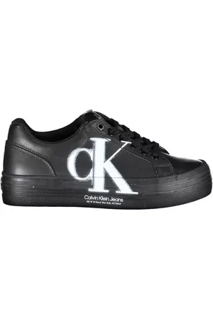 Calvin Klein Femme, Chaussures, Noir, Taille: 38 EU Baskets en Polyester avec Détails Contrastés