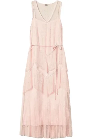 Twin-Set Femme, Robes, Rose, Taille: 40 FR Robe Longue Plissée Rose
