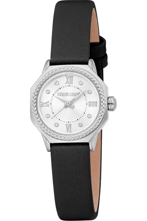 Roberto Cavalli Femme, Accessoires, Noir, Taille: ONE Size Élégante Montre à Quartz avec Bracelet en Cuir