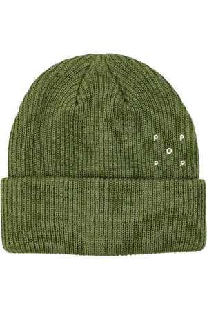 Pop Trading Company Homme, Accessoires, Vert, Taille: ONE Size Bonnet en Tricot Côtelé Vert avec Logo