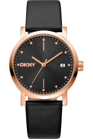 DKNY Femme, Accessoires, Noir, Taille: ONE Size Élégante montre à quartz avec bracelet en cuir