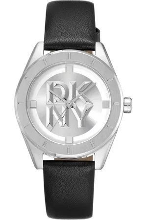 DKNY Femme, Accessoires, Noir, Taille: ONE Size Montre Analogique à Bracelet en Cuir Classique