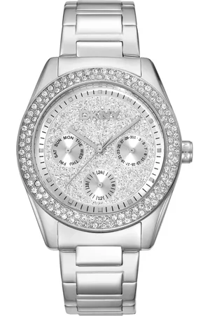 DKNY Femme, Accessoires, Gris, Taille: ONE Size Élégante Montre Chronographe avec Mouvement à Quartz