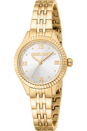 Roberto Cavalli Femme, Accessoires, Jaune, Taille: ONE Size Elegant Logo Dial Quartz Watch