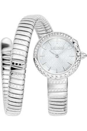 Roberto Cavalli Femme, Accessoires, Gris, Taille: ONE Size Élégante Montre Analogique en Acier Inoxydable avec Quartz