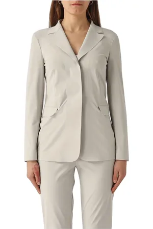 Max Mara Femme, Vestes, Gris, Taille: 44 FR Élégante Veste Blazer avec Découpe Laser
