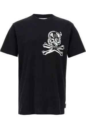 Philipp Plein Homme, Tops, Noir, Taille: 3XL T-shirt Décontracté en Coton