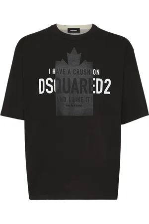 Dsquared2 Homme, Tops, Noir, Taille: 2XL T-shirt Noir Spray-Dyed avec Impression Avant