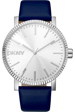 DKNY Femme, Accessoires, Bleu, Taille: ONE Size Élégante Montre en Cuir avec Boucle