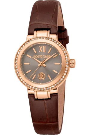 Roberto Cavalli Femme, Accessoires, Brun, Taille: ONE Size Élégante Montre à Bracelet en Cuir