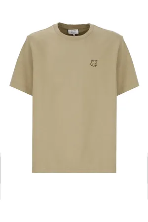 Maison Kitsuné Homme, Tops, Vert, Taille: L T-shirt vert avec broderie audacieuse tête de renard