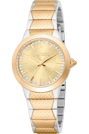 Roberto Cavalli Femme, Accessoires, Jaune, Taille: ONE Size Élégante Montre Analogique en Acier