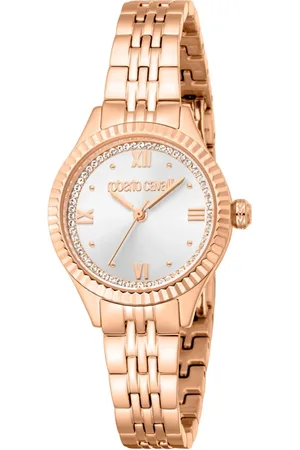 Roberto Cavalli Femme, Accessoires, Jaune, Taille: ONE Size Élégante montre analogique à quartz avec bracelet en acier