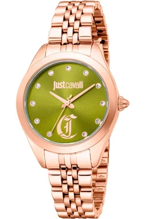 Roberto Cavalli Femme, Accessoires, Jaune, Taille: ONE Size Élégante Montre Analogique en Acier Inoxydable et Quartz
