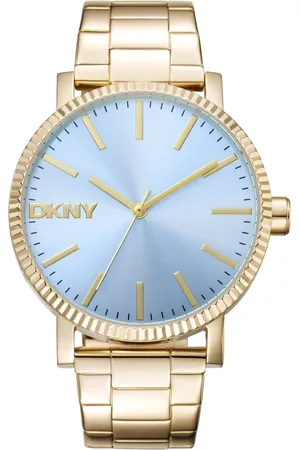 DKNY Femme, Accessoires, Jaune, Taille: ONE Size Élégante Montre Analogique en Acier Inoxydable et Quartz