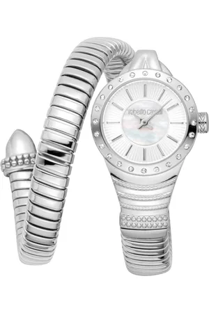 Roberto Cavalli Femme, Accessoires, Gris, Taille: ONE Size Élégante Montre Analogique en Acier Inoxydable à Quartz
