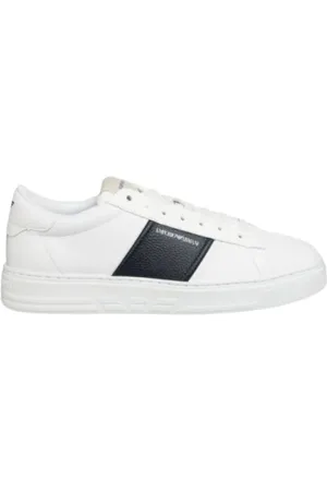 Emporio Armani Homme, Chaussures, Blanc, Taille: 41 EU Baskets classiques blanches en cuir bas