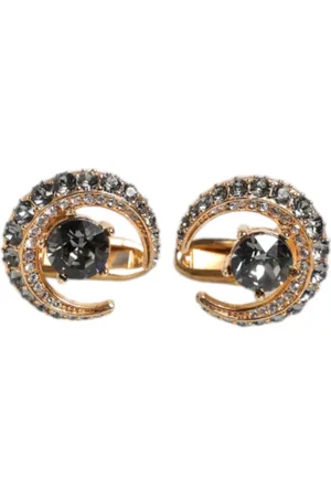 Dolce & Gabbana Homme, Accessoires, Jaune, Taille: ONE Size Or Noir Cristal Luna Bouton de Manchette