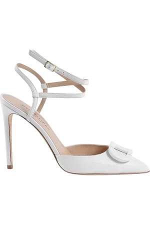 DEE OCLEPPO Femme, Chaussures, Blanc, Taille: 40 EU Escarpins à talons aiguilles en cuir blanc avec lacets cheville