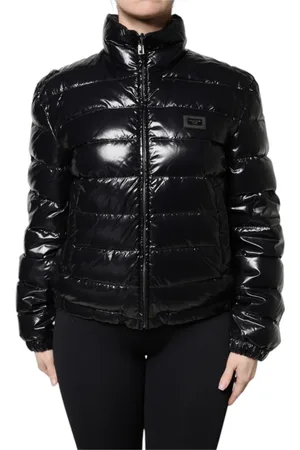 Dolce & Gabbana Femme, Vestes, Noir, Taille: 36 FR Veste Puffer Noire avec Logo
