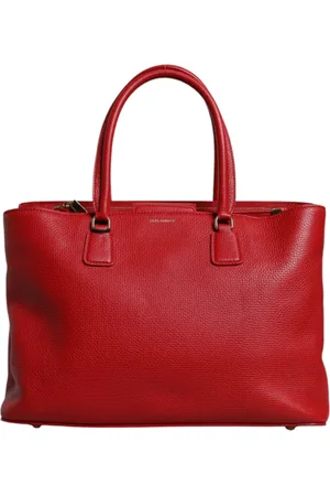 Dolce & Gabbana Femme, Sacs, Rouge, Taille: ONE Size Sac à Main en Cuir de Veau Rouge avec Plaque Logo