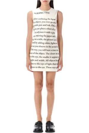 J.W.Anderson Femme, Robes, , Taille: 36 FR Robe Mini Shift à Imprimé Texte Ivoire