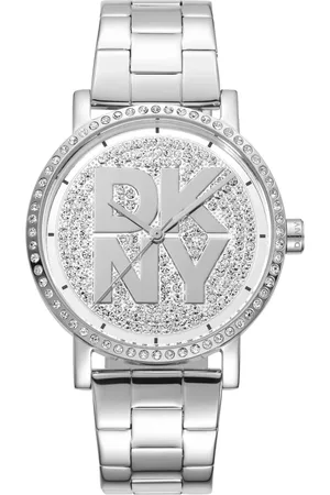DKNY Femme, Accessoires, Gris, Taille: ONE Size Élégante Montre Analogique en Acier Inoxydable