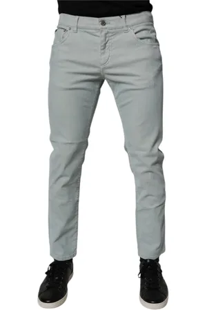 Dolce & Gabbana Homme, Jeans, Bleu, Taille: M Jean Skinny en Denim Bleu Clair avec Logo Plaque