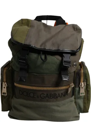 Dolce & Gabbana Unisex, Sacs, Vert, Taille: ONE Size Sac à Dos de Voyage Patchwork Vert Militaire