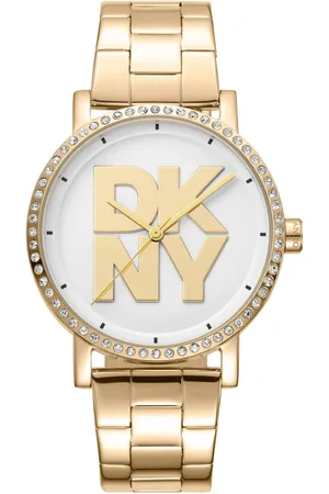 DKNY Femme, Accessoires, Jaune, Taille: ONE Size Élégante Montre Analogique en Acier Inoxydable