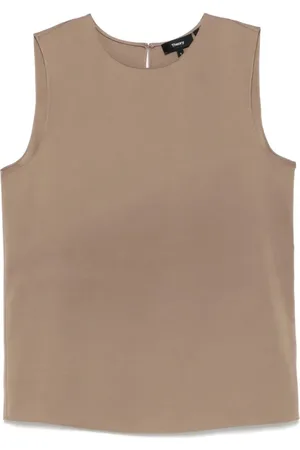 THEORY Femme, Tops, Brun, Taille: 38 FR Haut Coquille en Georgette de Soie