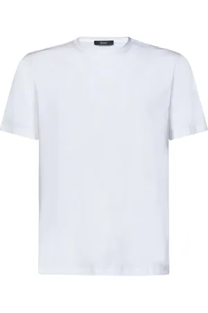 HERNO Homme, Tops, Blanc, Taille: M T-shirt Blanc à Col Rond avec Plaque Logo