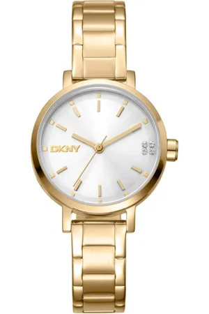 DKNY Femme, Accessoires, Jaune, Taille: ONE Size Élégante montre analogique en acier à quartz