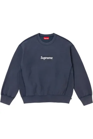 Supreme Homme, Sweatshirts et sweats à capuche, Bleu, Taille: L Navy Box Logo Crewneck Ss25