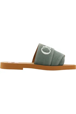 Chloé Femme, Chaussures, Vert, Taille: 36 EU Mules en coton vert forêt Style élégant