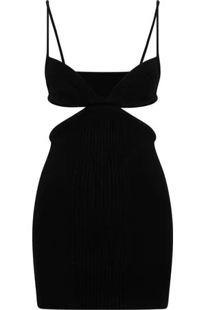 OFF-WHITE Femme, Robes, Noir, Taille: 38 FR Robe Mini Noire avec Décolleté Plongeant