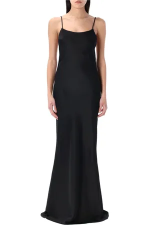 Andamane Femme, Robes, Noir, Taille: 38 FR Robe Maxi Noire avec Dos Ouvert