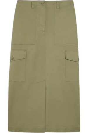 Max Mara Femme, Jupes, Vert, Taille: 38 FR Jupe en Toile de Coton Calais Vert Sauge