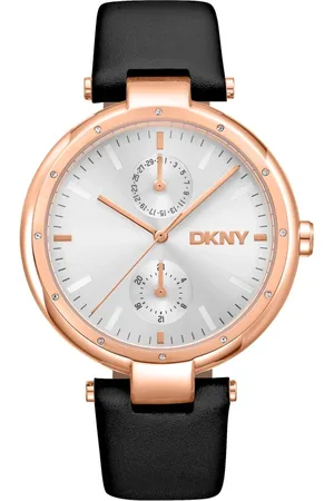 DKNY Femme, Accessoires, Noir, Taille: ONE Size Élégante Montre Chronographe en Cuir