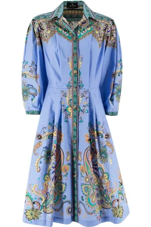 Etro Femme, Robes, Multicolore, Taille: 42 FR Motifs Vibrants Robe Chemisier Coton Léger
