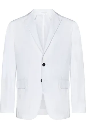 LOW BRAND Homme, Vestes, Blanc, Taille: 2XL Blazer en Mélange de Coton Blanc Fente Centrale